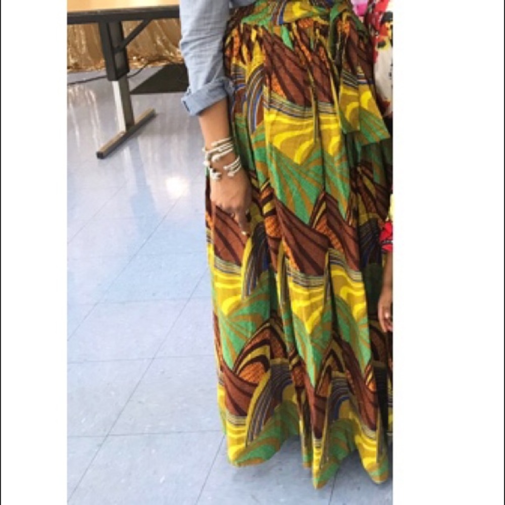 African Fabric High Waist Bow Tie Skirt
